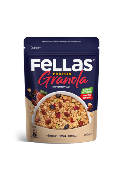 Fellas Vegan Premium Granola Kırmızı Meyveler 270 Gr 3 Fellas_Granola_KIRMIZI_MEYVELER