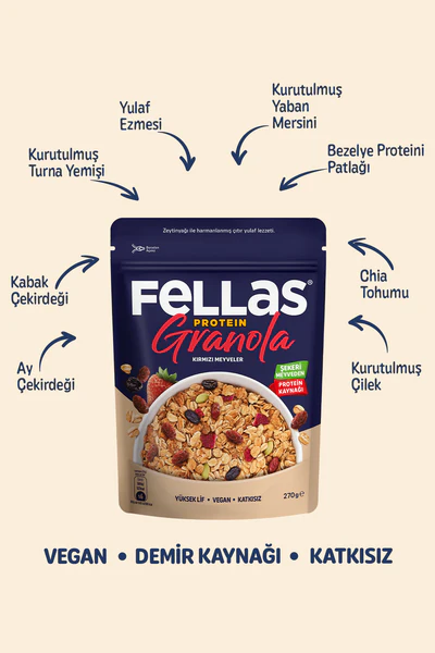 Fellas Vegan Premium Granola Kırmızı Meyveler 270 Gr 5 Granola_5_Kirmizi_Meyveler