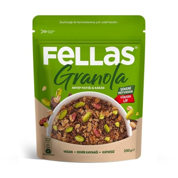Fellas granola antep fıstığı ve kakao 200 gr 8684207695782