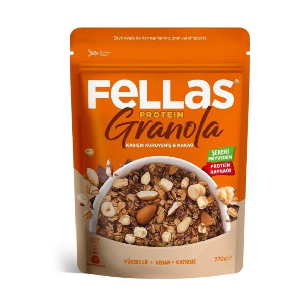 Fellas protein granola karışık kuruyemiş ve kakao 270 gr 8684207695805
