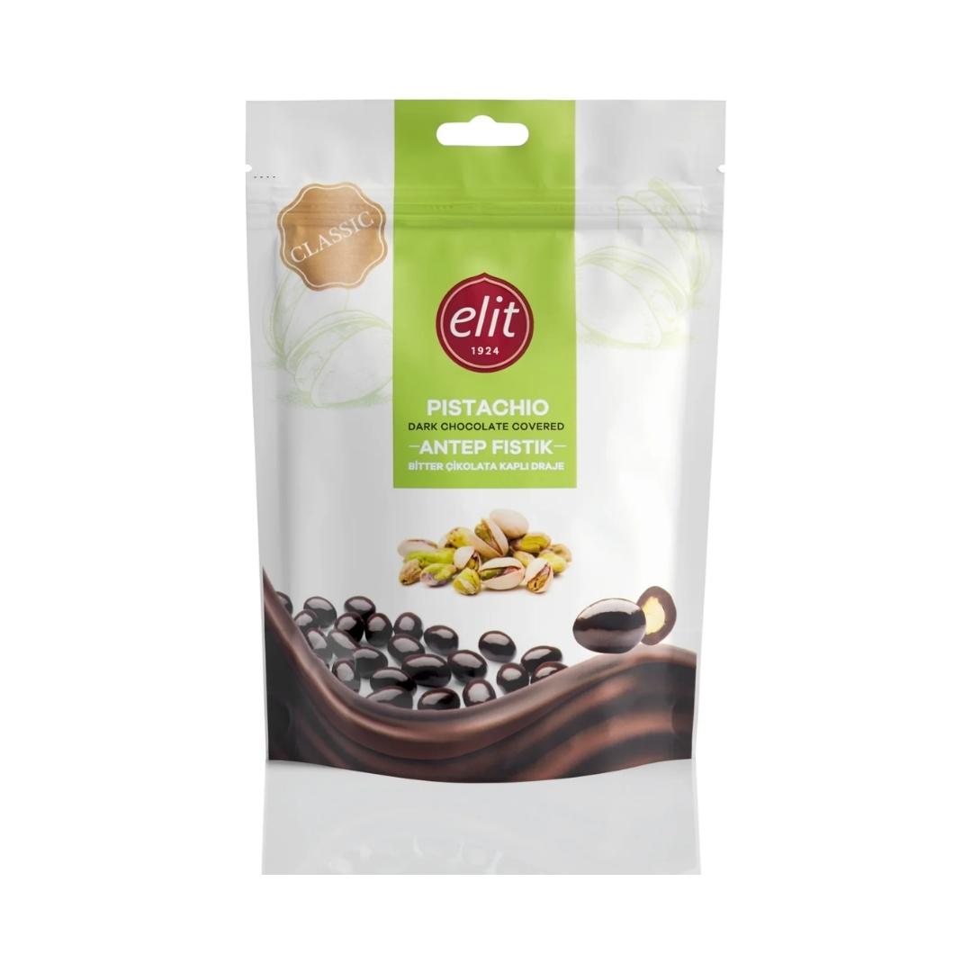 Elit Bitter Çikolatalı Antep Fıstıklı Draje 100g 3 Elit Bitter Çikolatalı Antep Fıstıklı Draje 100g