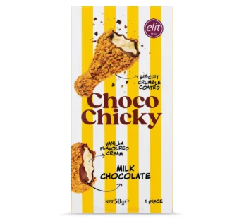Elit Choco Chicky  Bisküvi Kaplı Vanilya Aromalı Krema Dolgulu Sütlü Çikolata 50g
