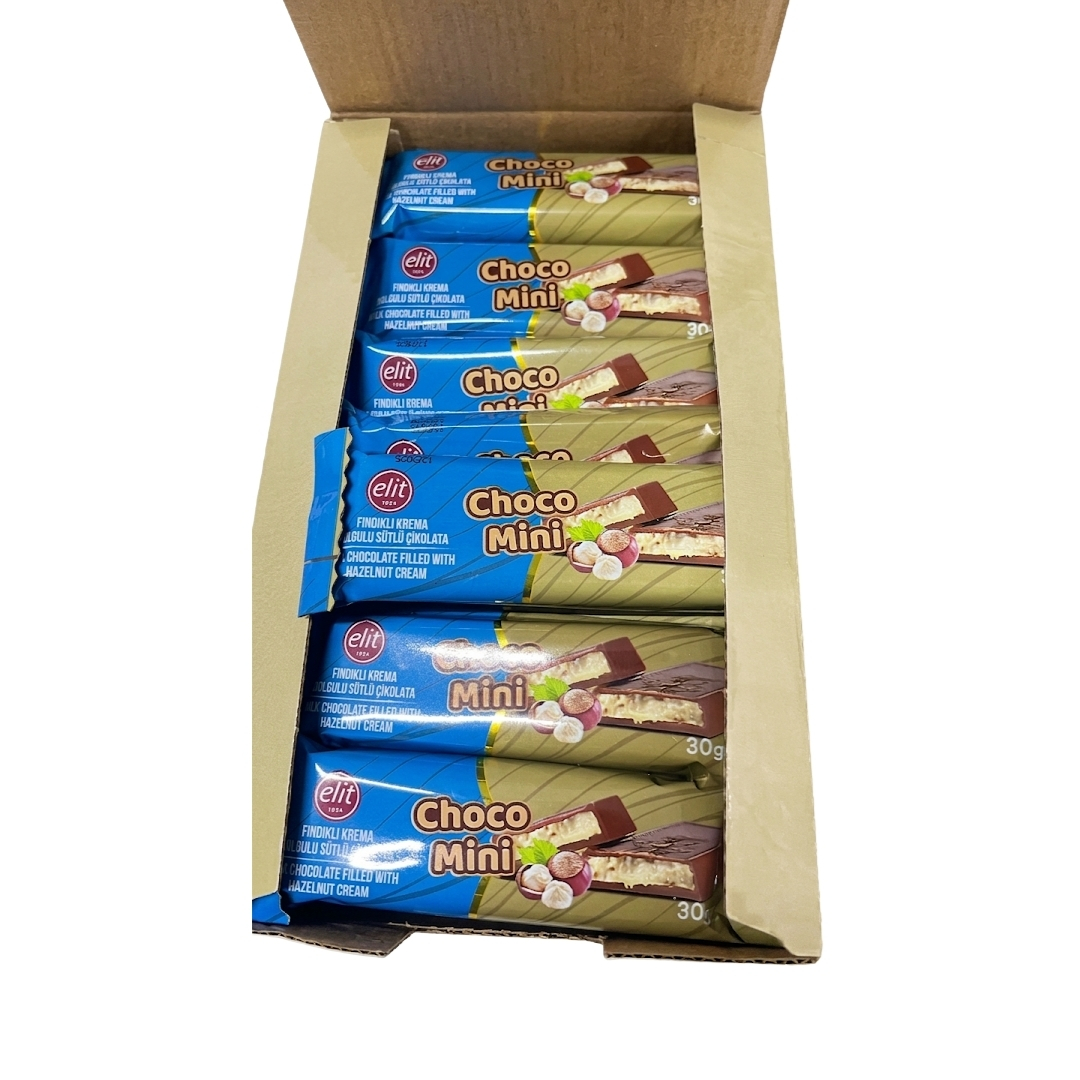 Elit Choco Mini Lotus Bisküvi Krema Dolgulu Sütlü Çikolata 30gr 24'lü 6 Elit Choco Mini Fındıklı Krema Dolgulu Sütlü Çikolata 30gr 24'lü Pekt İçeriği