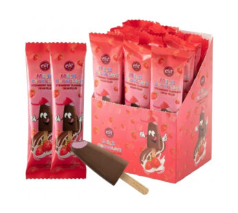 Elit Çikolata Dondurma Çubuğunda Çilek Krema Dolgulu Sütlü Çikolata 30g 15’li