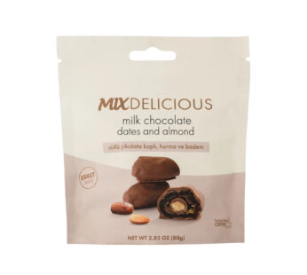 Mix Sütlü Çikolata Kaplı Tane Bademli Hurma 80 Gr